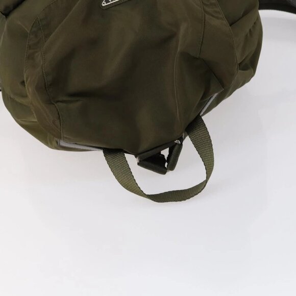 PRADA Backpack Nylon Khaki Silver Auth 150289 main image 2
